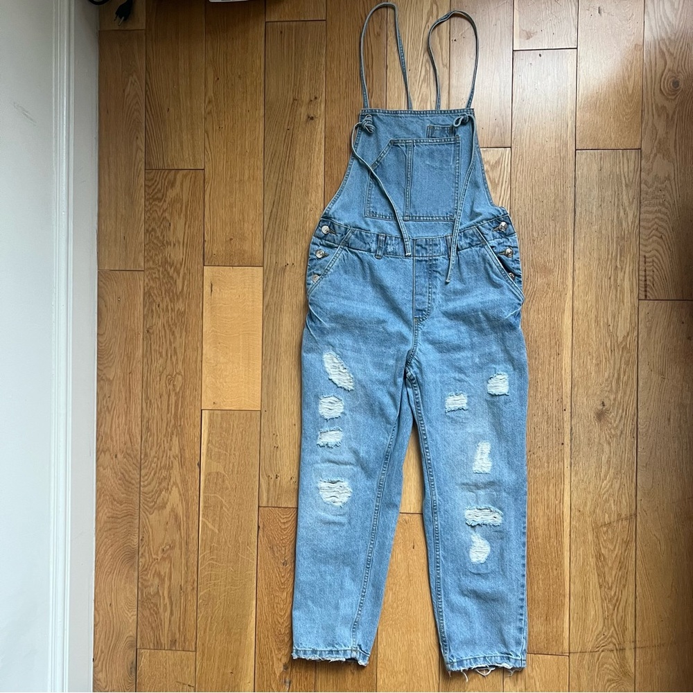 Zara Basic Z1975 Denim Distressed Button Overalls… - image 7